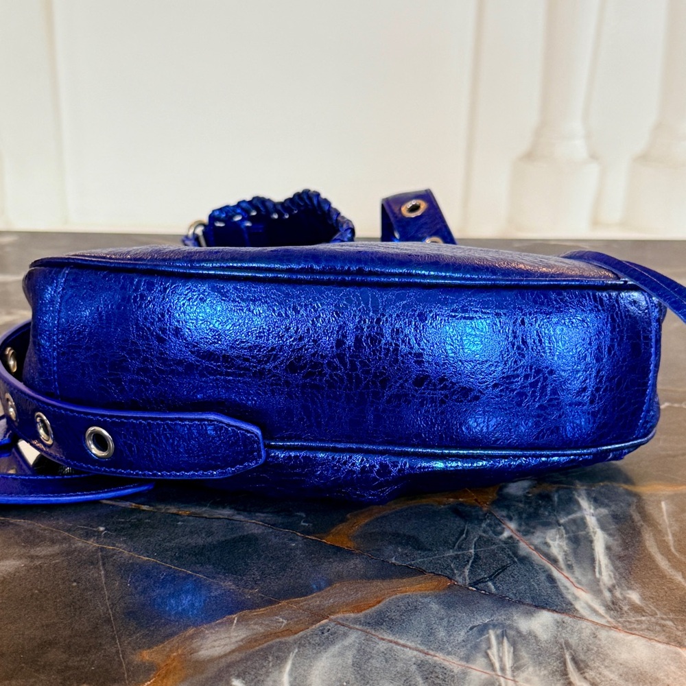 NWT $2650 Balenciaga Le Cagole 671309 Metallic Blue Leather XS Shoulder Bag - Picture 3 of 15